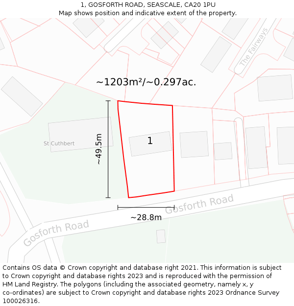 1, GOSFORTH ROAD, SEASCALE, CA20 1PU: Plot and title map