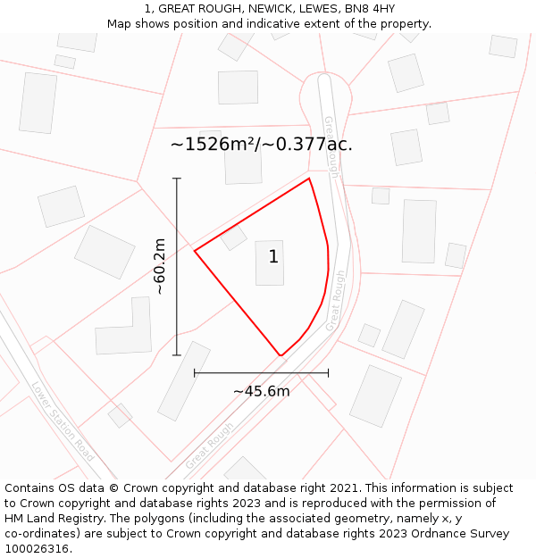 1, GREAT ROUGH, NEWICK, LEWES, BN8 4HY: Plot and title map