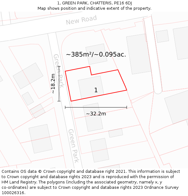 1, GREEN PARK, CHATTERIS, PE16 6DJ: Plot and title map