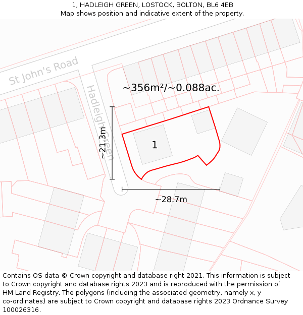 1, HADLEIGH GREEN, LOSTOCK, BOLTON, BL6 4EB: Plot and title map