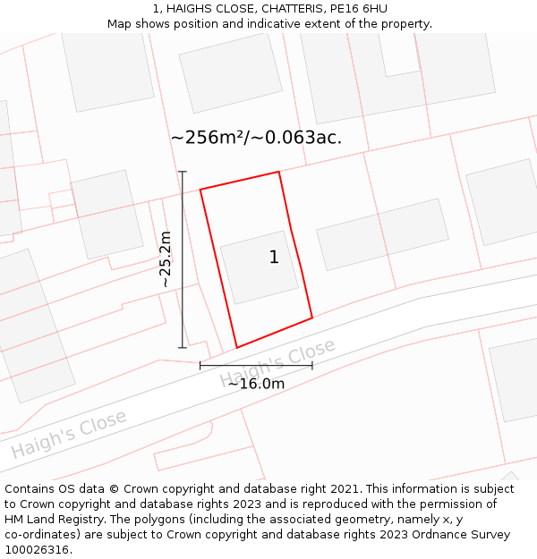 1, HAIGHS CLOSE, CHATTERIS, PE16 6HU: Plot and title map