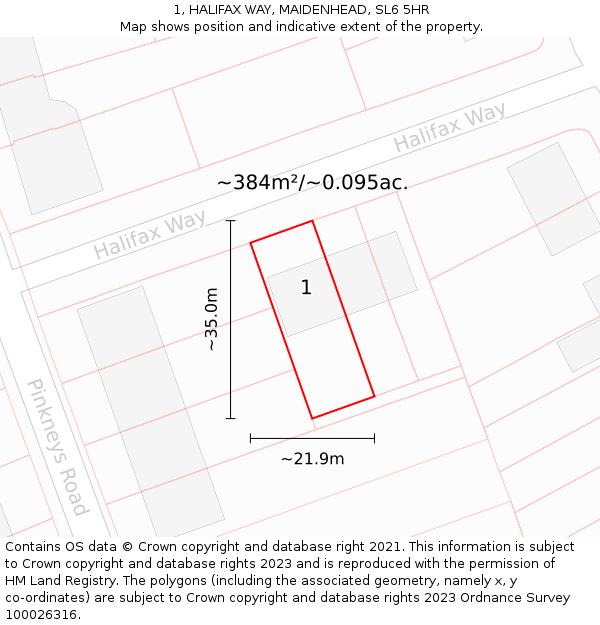 1, HALIFAX WAY, MAIDENHEAD, SL6 5HR: Plot and title map