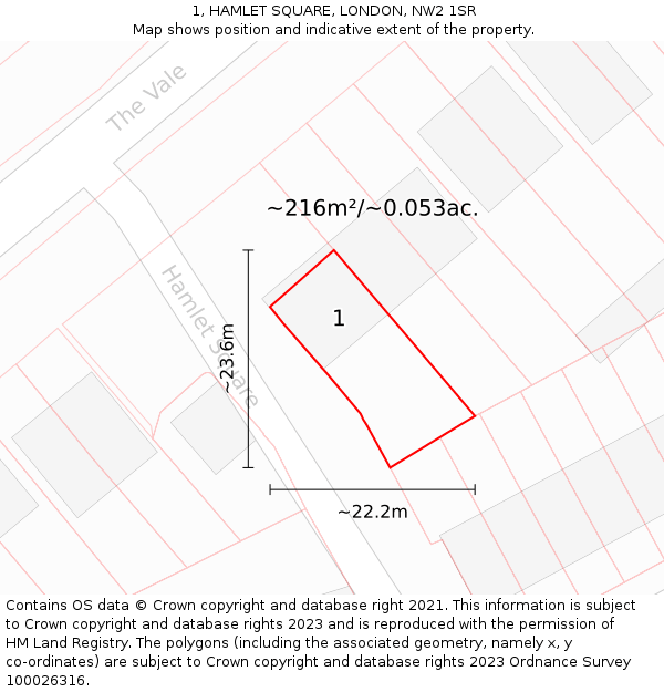 1, HAMLET SQUARE, LONDON, NW2 1SR: Plot and title map