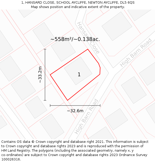 1, HANSARD CLOSE, SCHOOL AYCLIFFE, NEWTON AYCLIFFE, DL5 6QS: Plot and title map