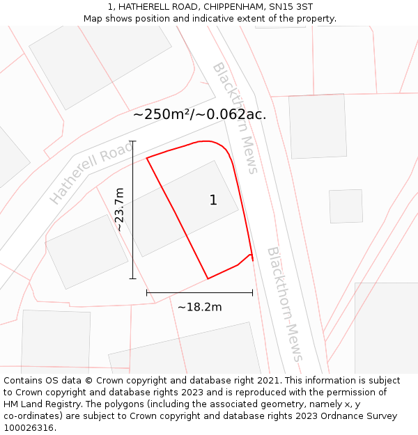 1, HATHERELL ROAD, CHIPPENHAM, SN15 3ST: Plot and title map