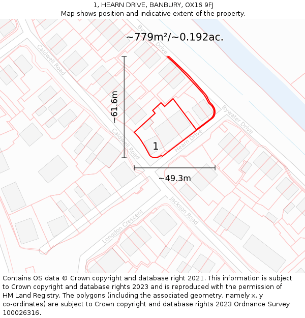 1, HEARN DRIVE, BANBURY, OX16 9FJ: Plot and title map