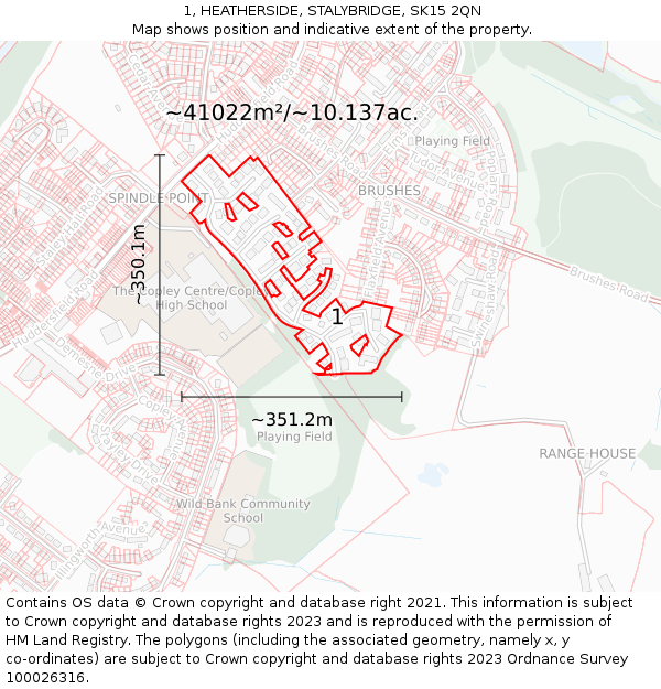 1, HEATHERSIDE, STALYBRIDGE, SK15 2QN: Plot and title map