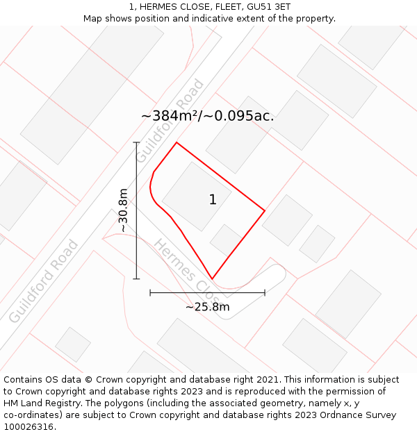 1, HERMES CLOSE, FLEET, GU51 3ET: Plot and title map