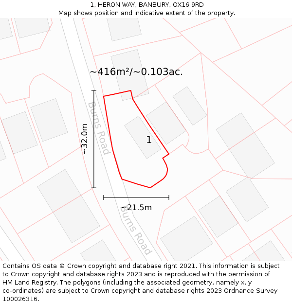 1, HERON WAY, BANBURY, OX16 9RD: Plot and title map