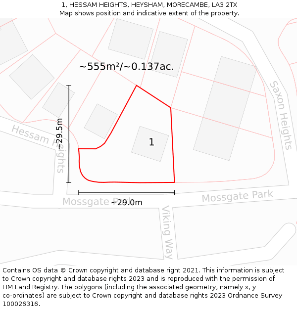 1, HESSAM HEIGHTS, HEYSHAM, MORECAMBE, LA3 2TX: Plot and title map