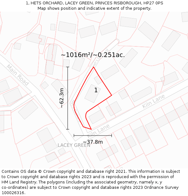 1, HETS ORCHARD, LACEY GREEN, PRINCES RISBOROUGH, HP27 0PS: Plot and title map