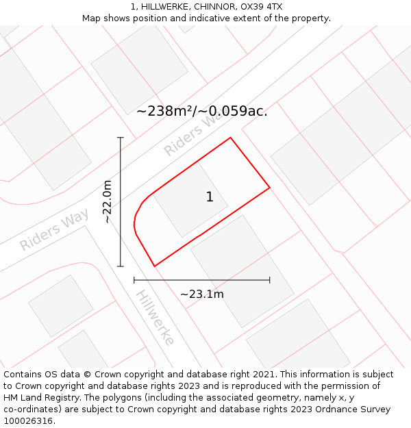 1, HILLWERKE, CHINNOR, OX39 4TX: Plot and title map