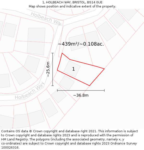 1, HOLBEACH WAY, BRISTOL, BS14 0UE: Plot and title map