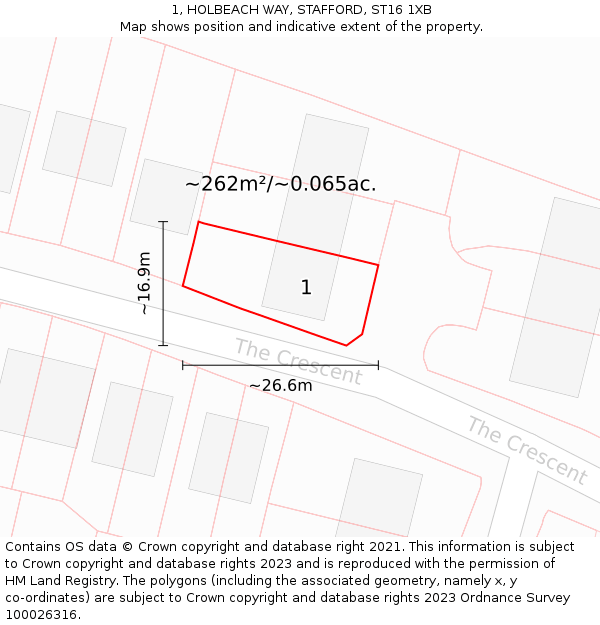 1, HOLBEACH WAY, STAFFORD, ST16 1XB: Plot and title map