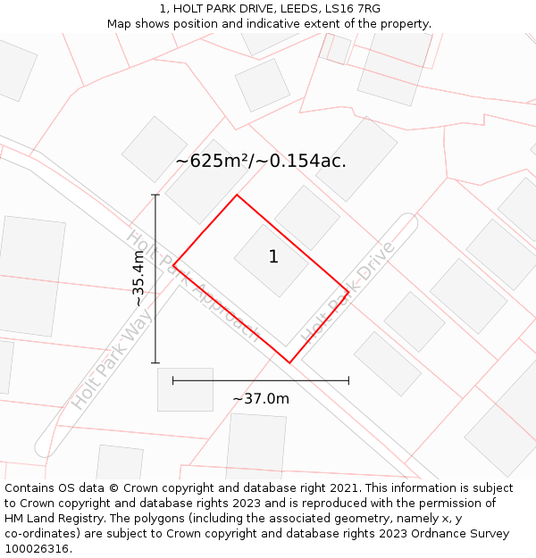 1, HOLT PARK DRIVE, LEEDS, LS16 7RG: Plot and title map