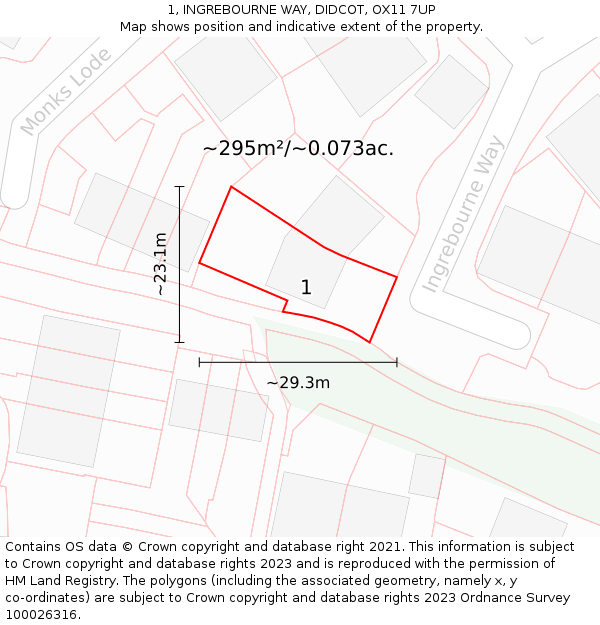 1, INGREBOURNE WAY, DIDCOT, OX11 7UP: Plot and title map