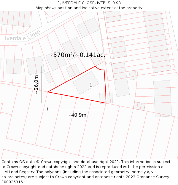 1, IVERDALE CLOSE, IVER, SL0 9RJ: Plot and title map