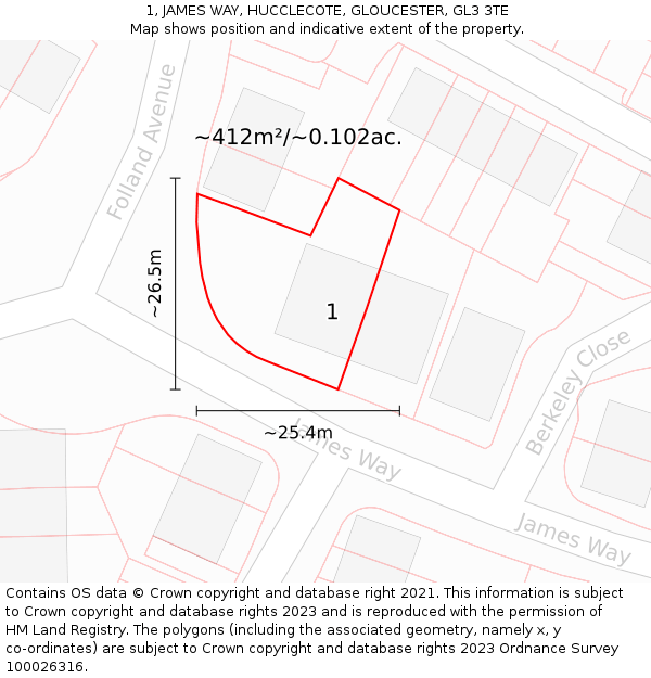 1, JAMES WAY, HUCCLECOTE, GLOUCESTER, GL3 3TE: Plot and title map