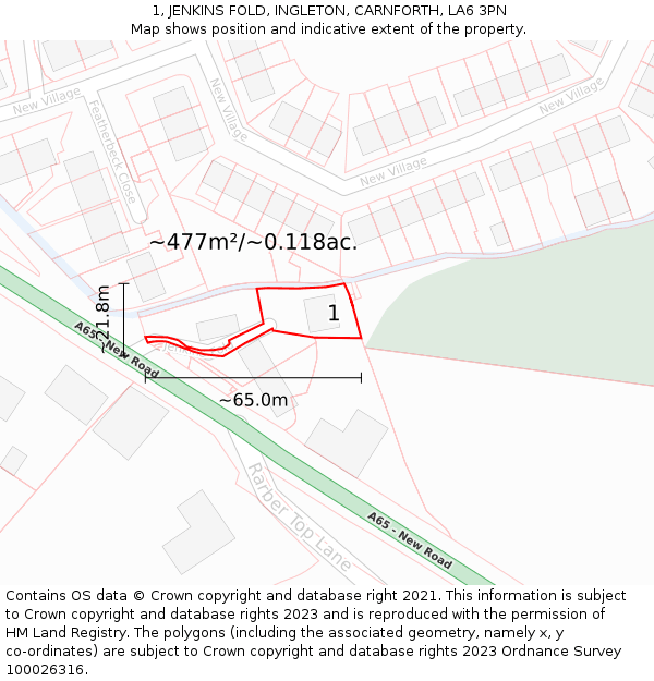 1, JENKINS FOLD, INGLETON, CARNFORTH, LA6 3PN: Plot and title map