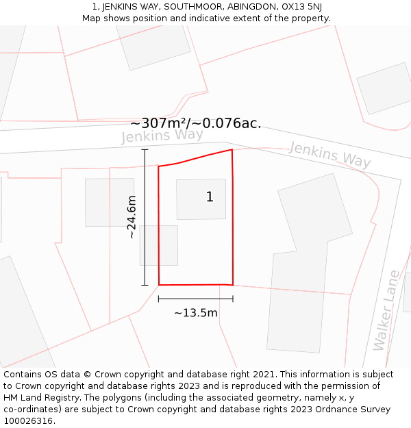 1, JENKINS WAY, SOUTHMOOR, ABINGDON, OX13 5NJ: Plot and title map