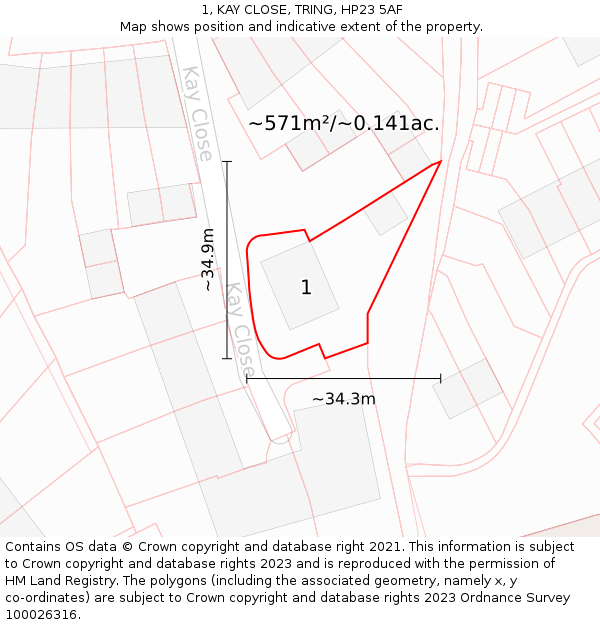 1, KAY CLOSE, TRING, HP23 5AF: Plot and title map
