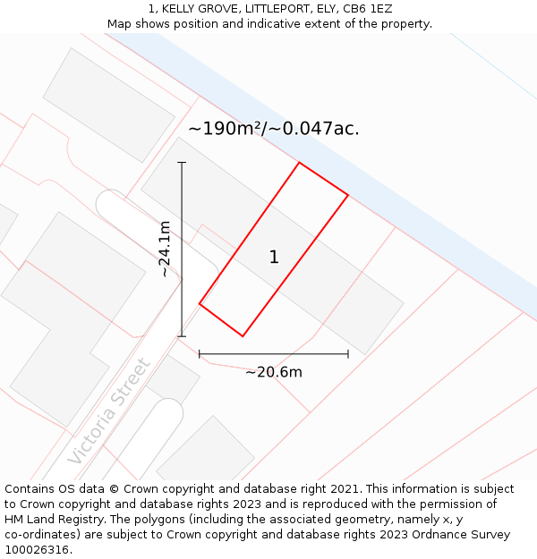 1, KELLY GROVE, LITTLEPORT, ELY, CB6 1EZ: Plot and title map
