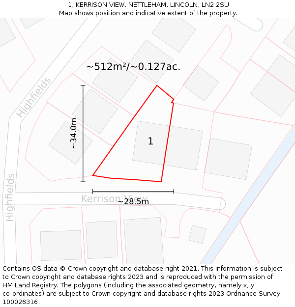 1, KERRISON VIEW, NETTLEHAM, LINCOLN, LN2 2SU: Plot and title map