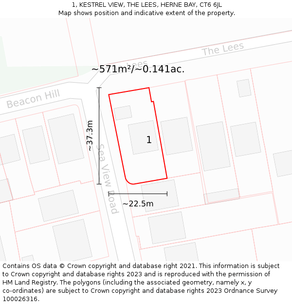 1, KESTREL VIEW, THE LEES, HERNE BAY, CT6 6JL: Plot and title map