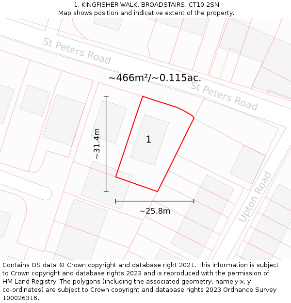 1, KINGFISHER WALK, BROADSTAIRS, CT10 2SN: Plot and title map