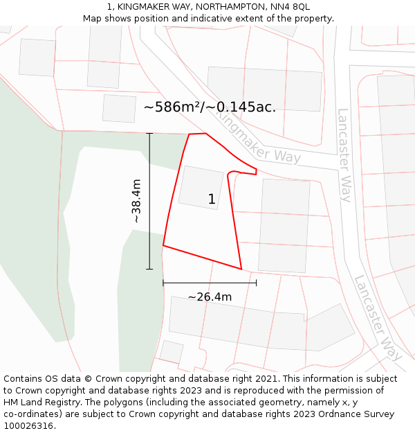 1, KINGMAKER WAY, NORTHAMPTON, NN4 8QL: Plot and title map