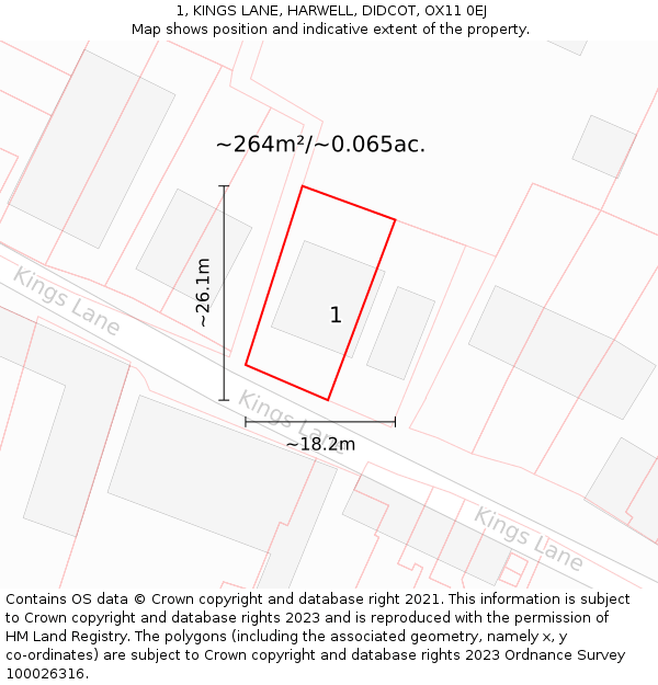 1, KINGS LANE, HARWELL, DIDCOT, OX11 0EJ: Plot and title map