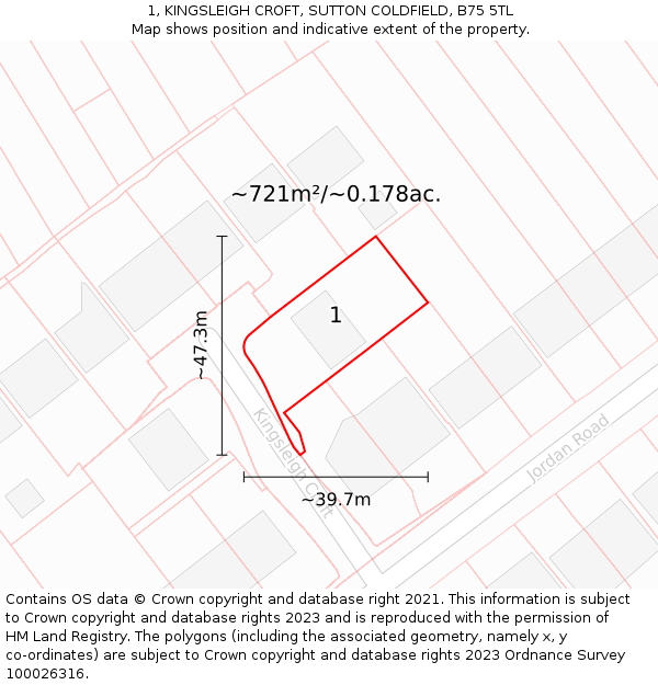 1, KINGSLEIGH CROFT, SUTTON COLDFIELD, B75 5TL: Plot and title map