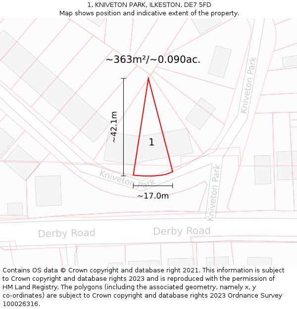 1, KNIVETON PARK, ILKESTON, DE7 5FD: Plot and title map