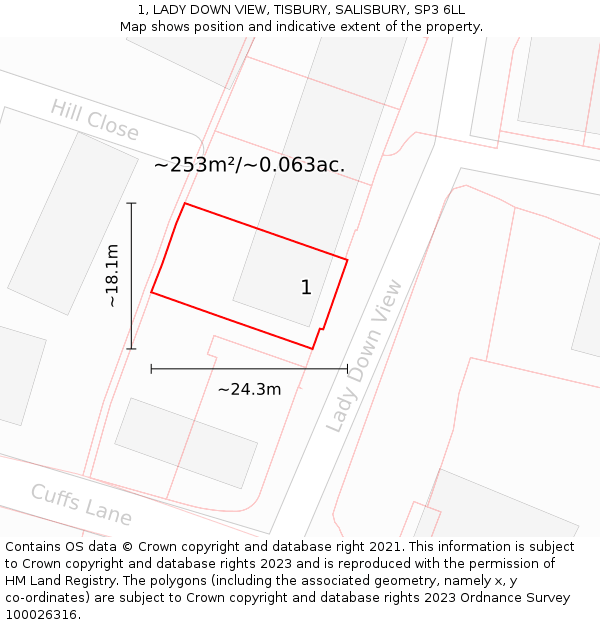 1, LADY DOWN VIEW, TISBURY, SALISBURY, SP3 6LL: Plot and title map