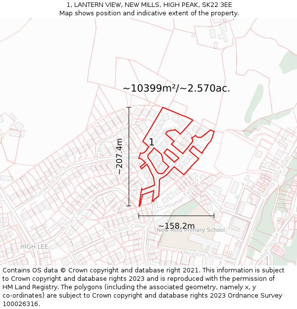 1, LANTERN VIEW, NEW MILLS, HIGH PEAK, SK22 3EE: Plot and title map