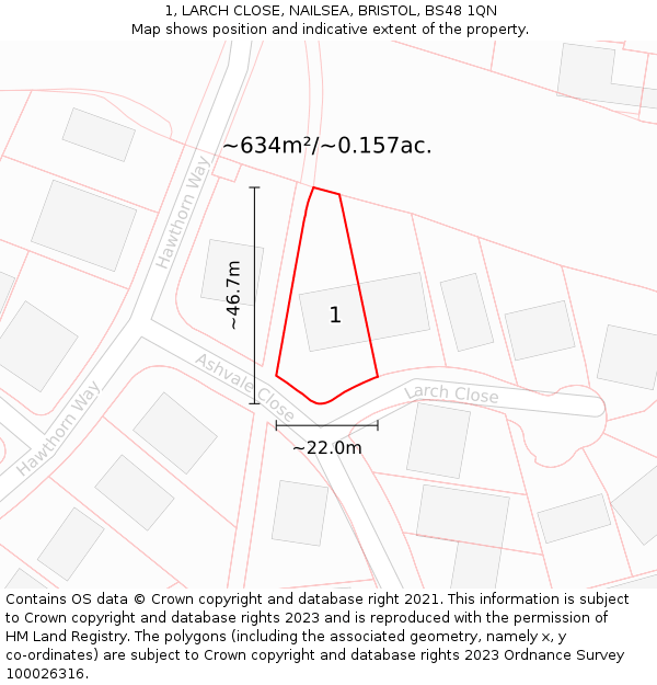 1, LARCH CLOSE, NAILSEA, BRISTOL, BS48 1QN: Plot and title map