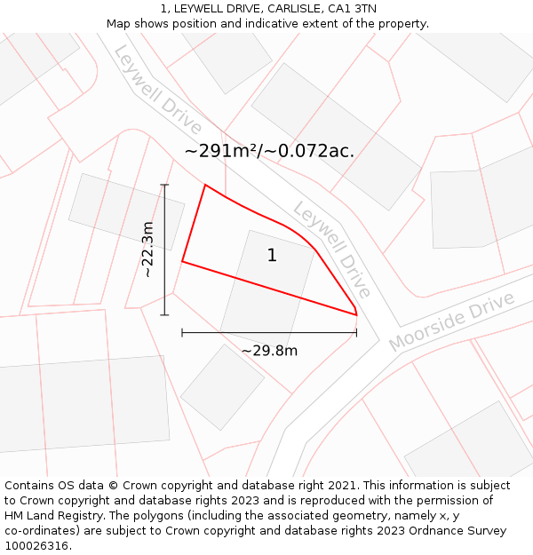 1, LEYWELL DRIVE, CARLISLE, CA1 3TN: Plot and title map