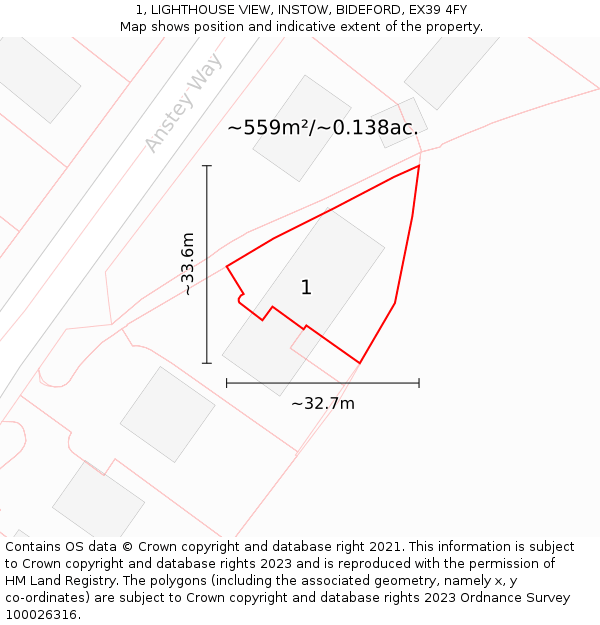 1, LIGHTHOUSE VIEW, INSTOW, BIDEFORD, EX39 4FY: Plot and title map