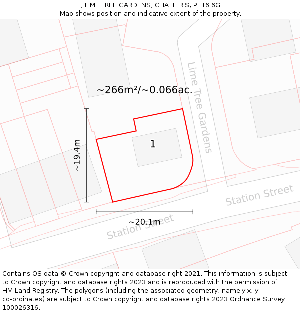 1, LIME TREE GARDENS, CHATTERIS, PE16 6GE: Plot and title map