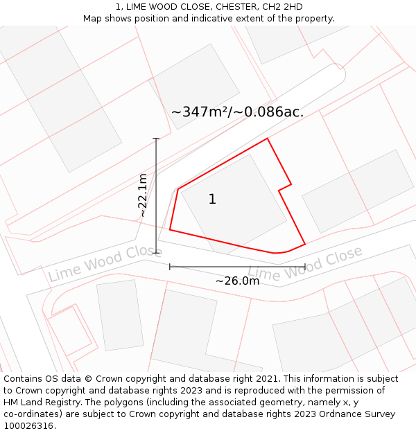 1, LIME WOOD CLOSE, CHESTER, CH2 2HD: Plot and title map