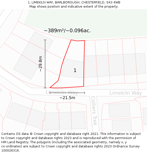 1, LIMEKILN WAY, BARLBOROUGH, CHESTERFIELD, S43 4WB: Plot and title map