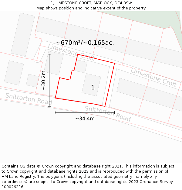 1, LIMESTONE CROFT, MATLOCK, DE4 3SW: Plot and title map