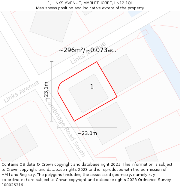 1, LINKS AVENUE, MABLETHORPE, LN12 1QL: Plot and title map