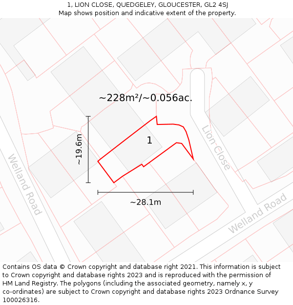 1, LION CLOSE, QUEDGELEY, GLOUCESTER, GL2 4SJ: Plot and title map