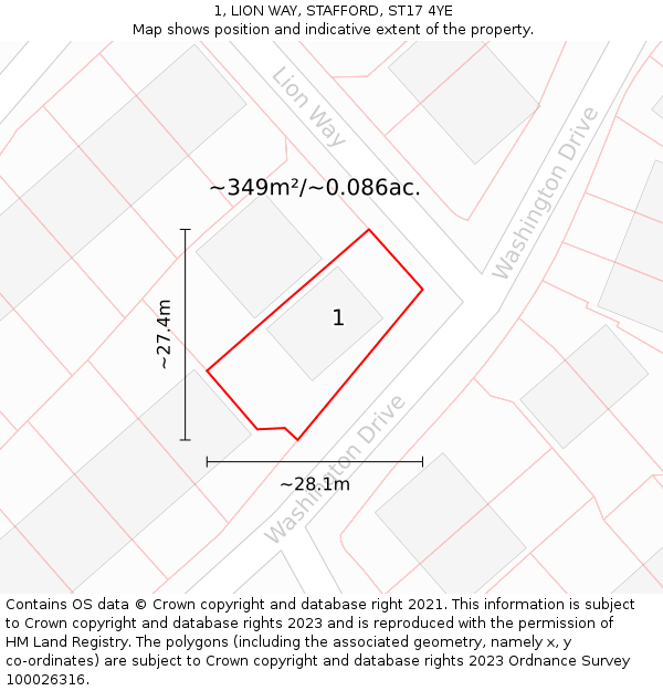 1, LION WAY, STAFFORD, ST17 4YE: Plot and title map