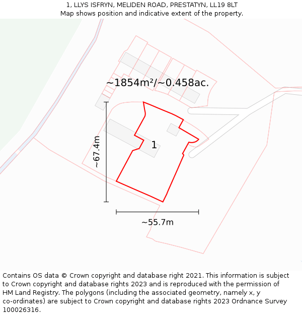1, LLYS ISFRYN, MELIDEN ROAD, PRESTATYN, LL19 8LT: Plot and title map