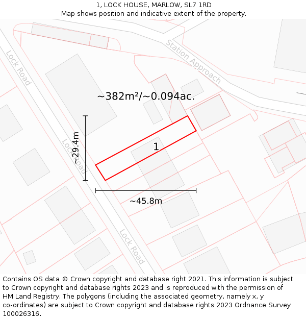 1, LOCK HOUSE, MARLOW, SL7 1RD: Plot and title map