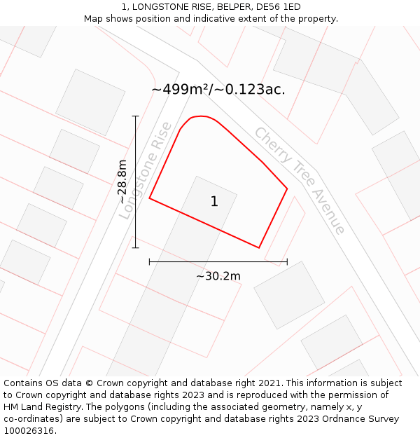 1, LONGSTONE RISE, BELPER, DE56 1ED: Plot and title map