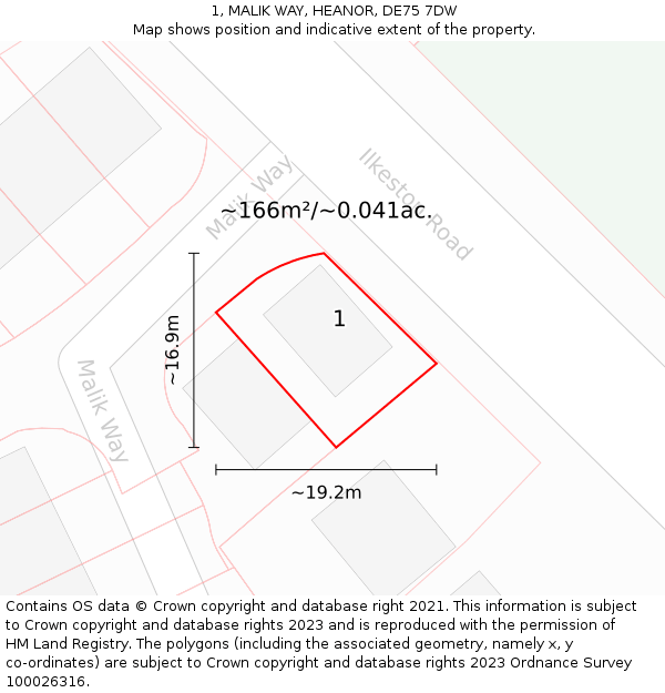 1, MALIK WAY, HEANOR, DE75 7DW: Plot and title map