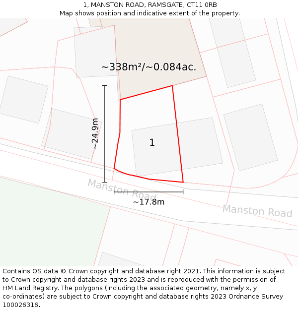1, MANSTON ROAD, RAMSGATE, CT11 0RB: Plot and title map